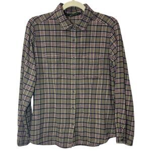Woolrich Medium Flannel l/s shirt‎ Womens Plaid Purple/Green Button Down